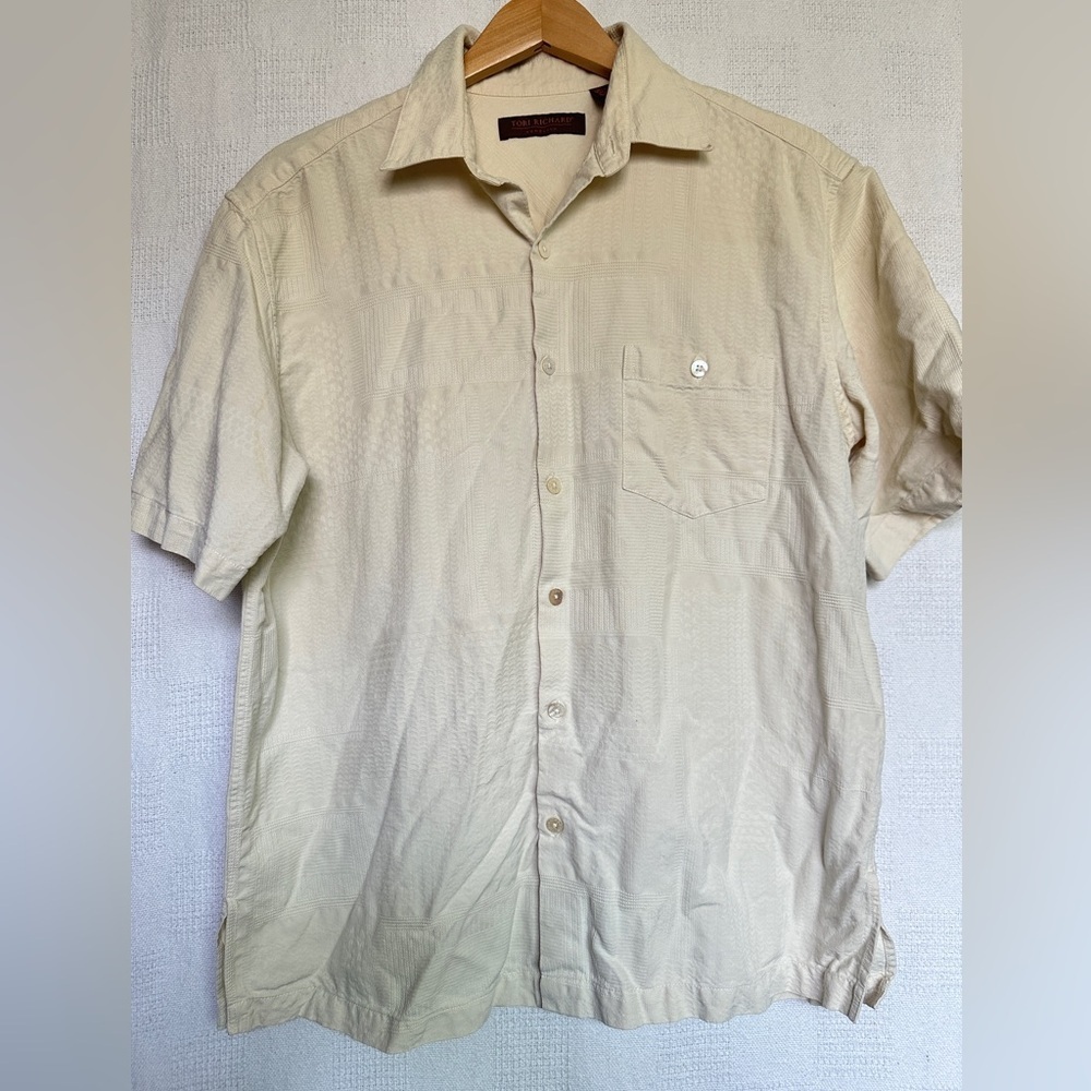Tori Richard Cream Casual Silk Button Down Shirt - Picture 5 of 8